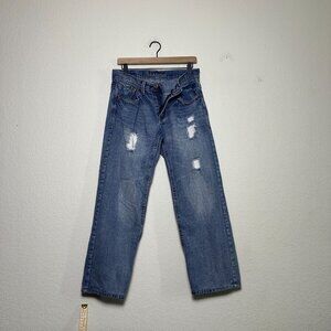 Axe & Crown Straight Fit Jeans Mens Distressed Light Wash Blue 30x27 Punk Y2K